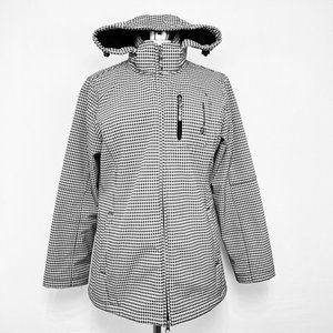 Free Country Womens M Jacket Rain Hooded Felt Lined Zip Black FLAW